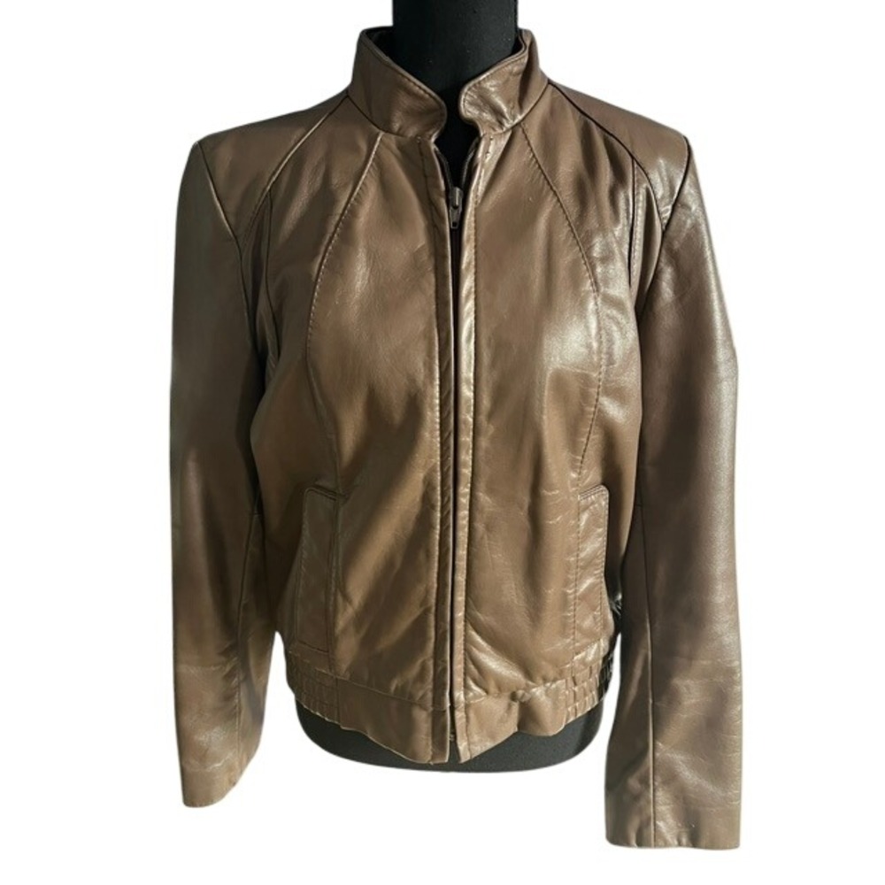 Garfin Leathers Bomber Jacket Women 11/12 Brown Vintage Zip Up Made in USA